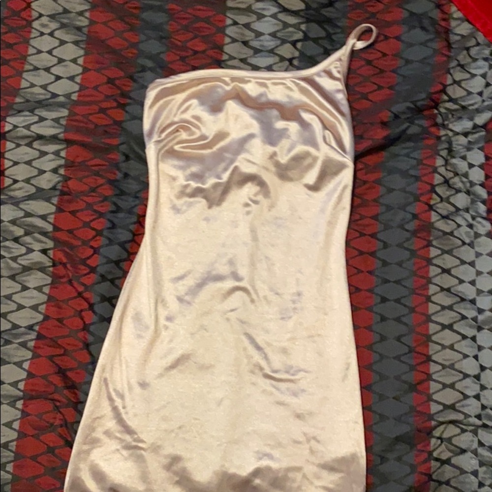 Satin gold mini dress